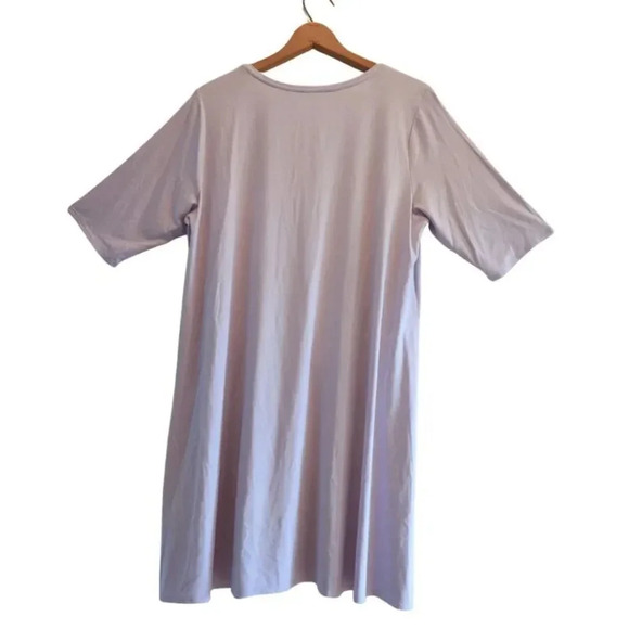 Eileen Fisher Top Women's Size Large Purple Short Sleeve Stretch Pullover - Picture 2 of 6
